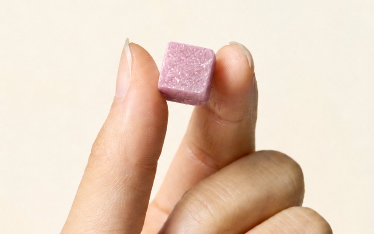 손에 올린 자일로큐브 큐브 캔디