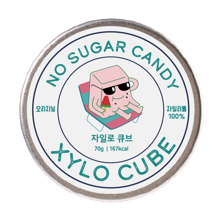 자일로큐브 Original 맛 무설탕 자일리톨 캔디 제품 라벨